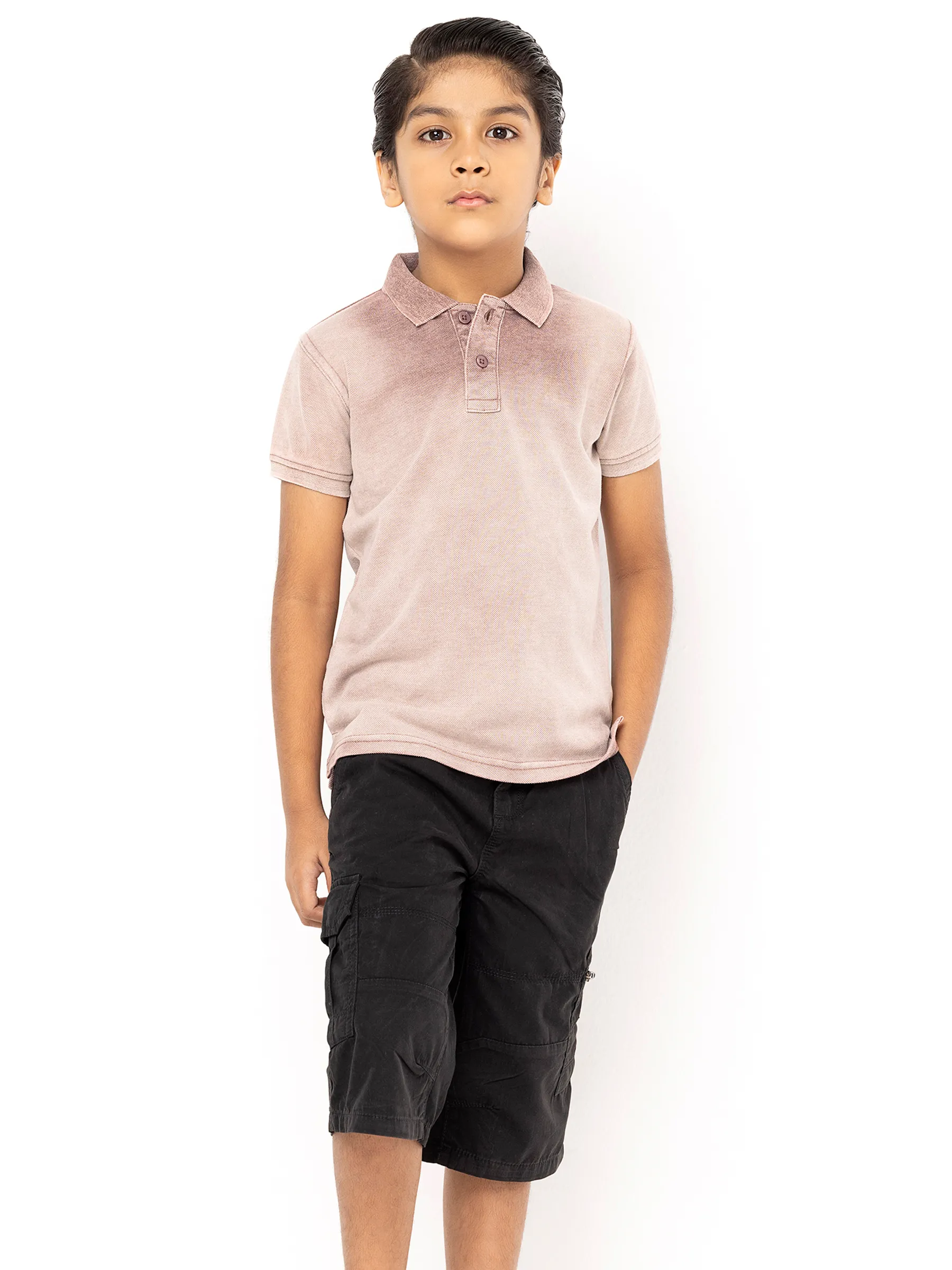 Mauve Mixed Cotton Polo Shirt